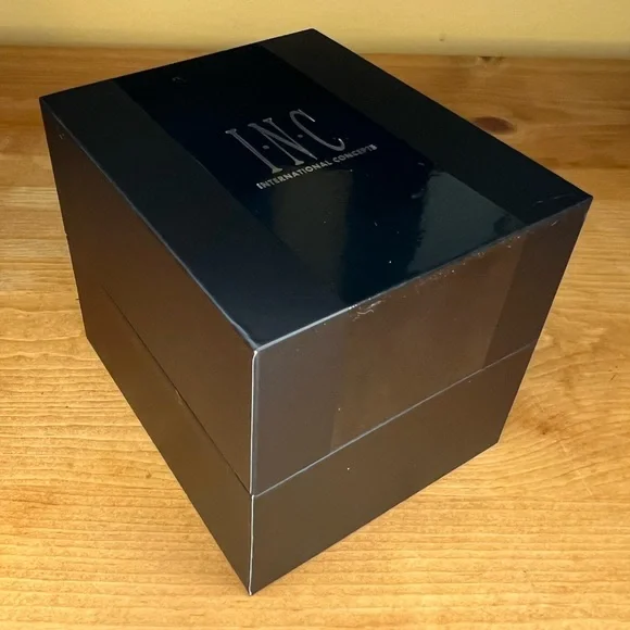 INC Men’s Navy Blue & White Striped Denim Strap Watch 42mm - Picture 4 of 9